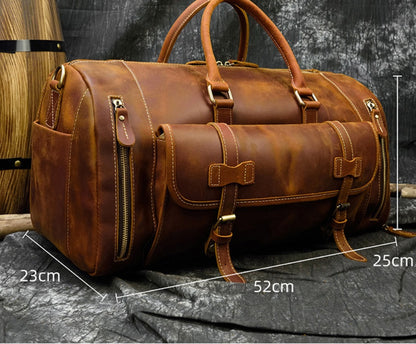 retro crazy horse leather mens travel bag