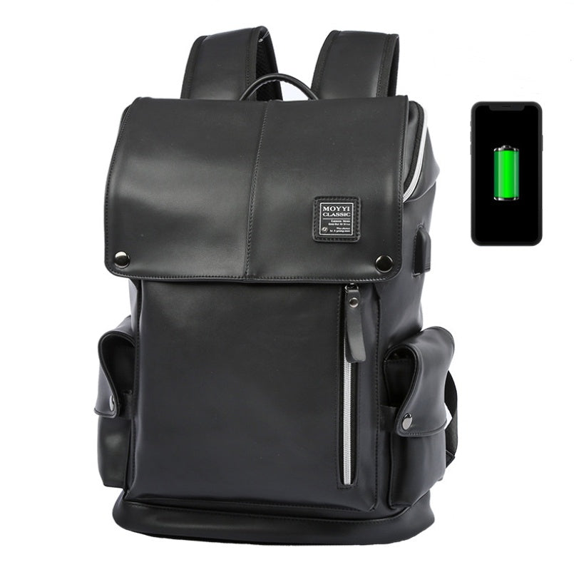 man backpack pu leather usb recharging laptop school bag male waterproof travel multi color backpack fashion casual quality bag