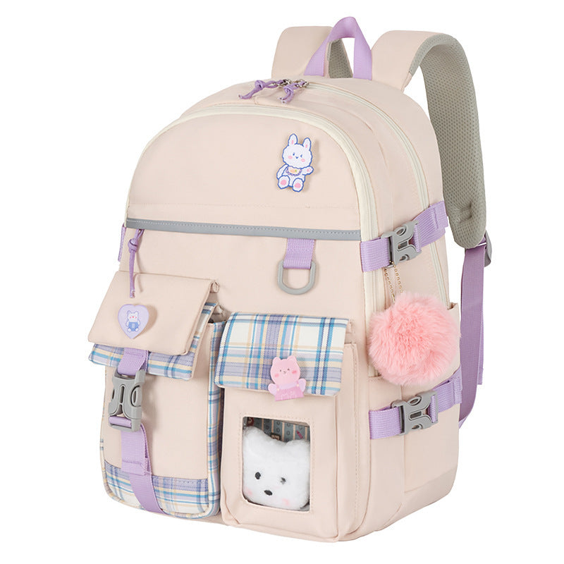 cartoon cute and lightweight burden reducing student schoolbag