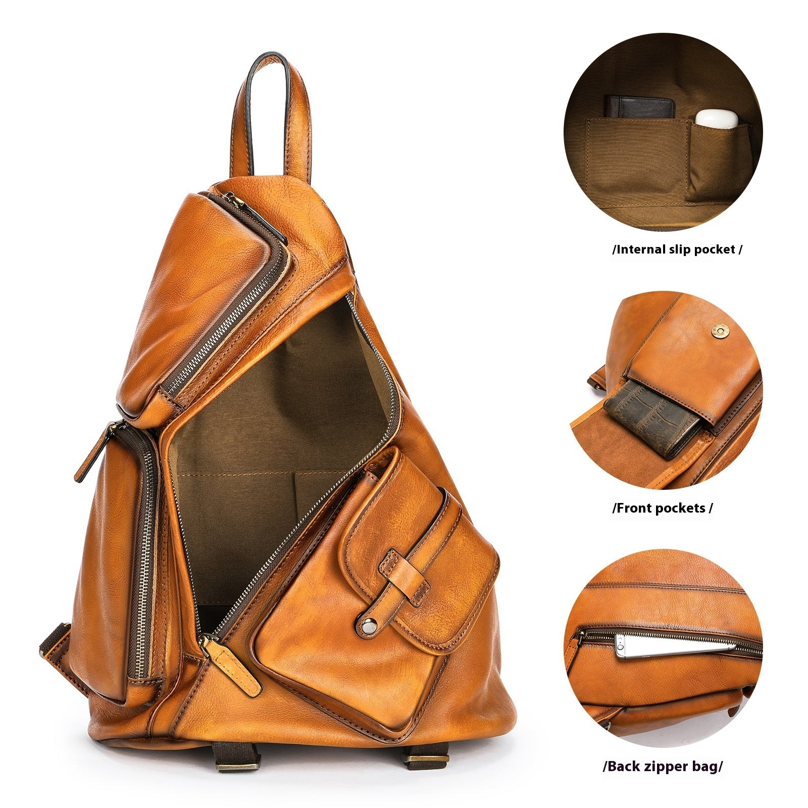 casual shoulder crossbody first layer cowhide sports chest bag