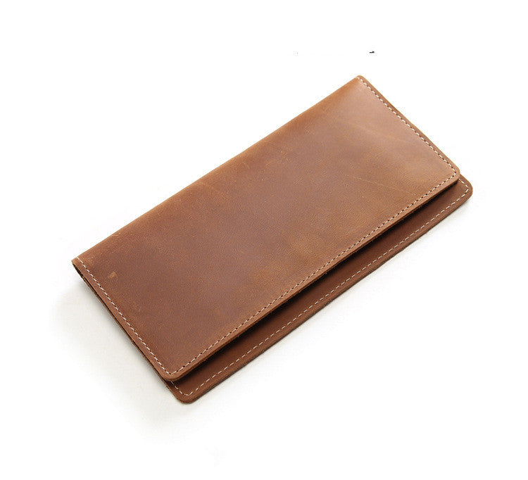 retro leather wallet long ultra thin first layer leather wallet