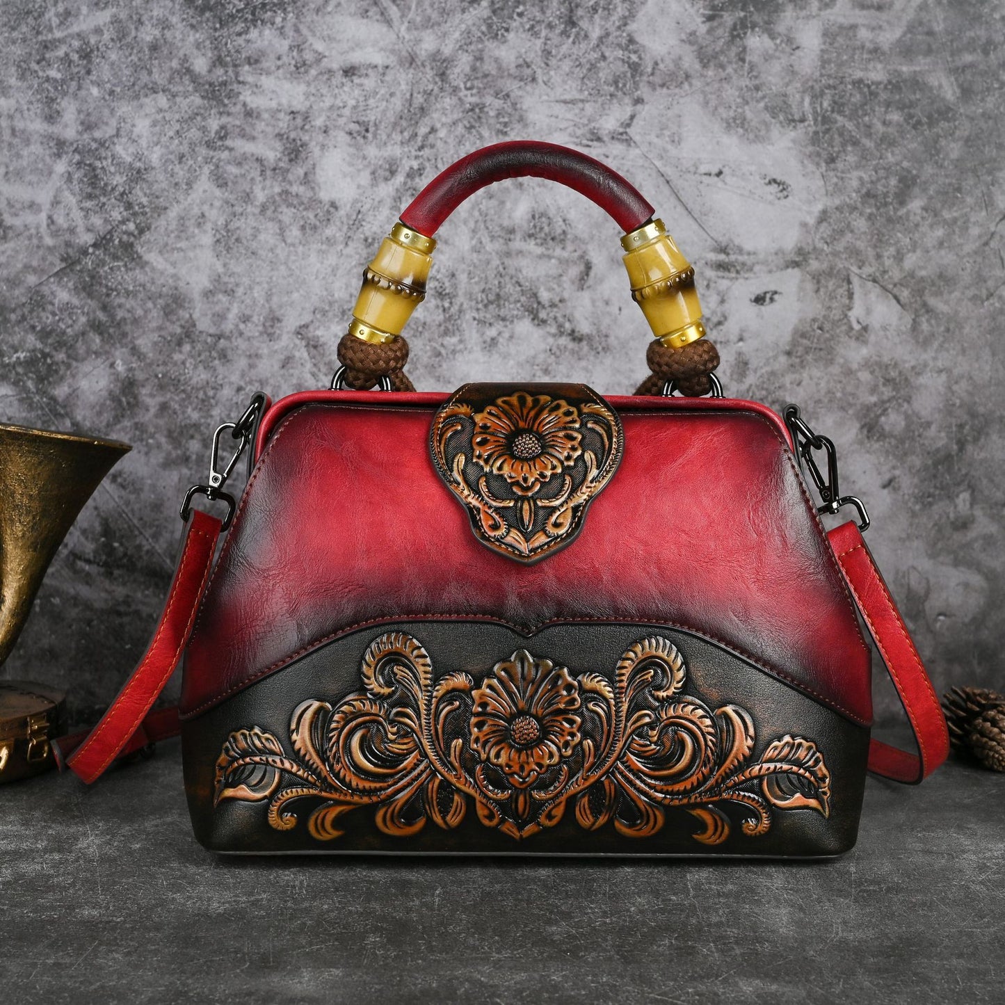 retro embossing hand rub color handbag crossbody clip bag