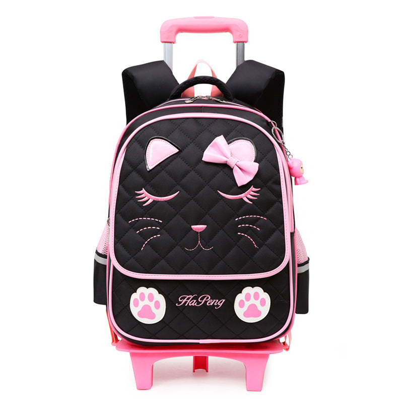 childrens two three wheel trolley schoolbag detachable