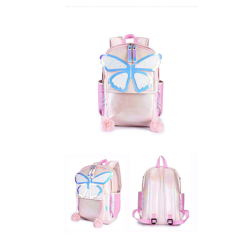 sequined butterfly cute backpack female korean style student schoolbag female