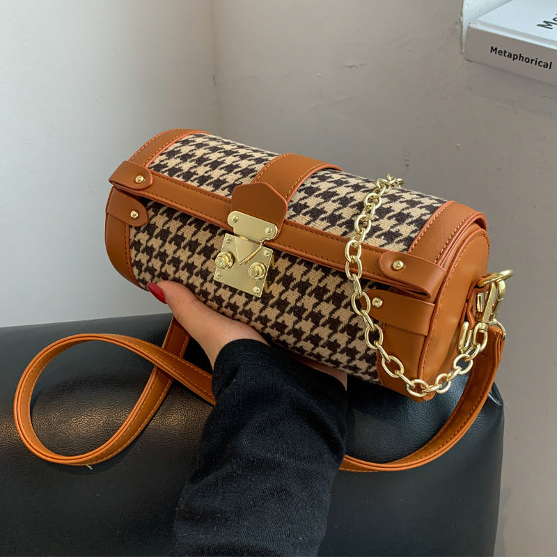 winter new chain plaid pillow bag