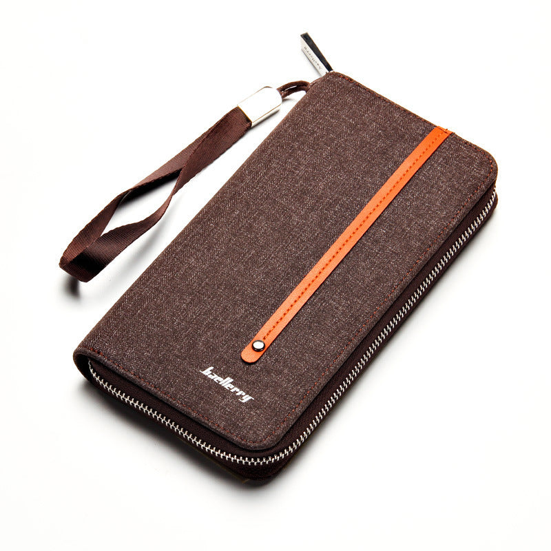 mens long wallet multi card canvas zipper clutch