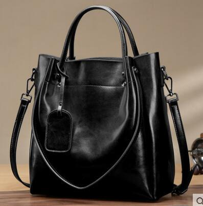 womens fashion simple portable oil wax cattle leather bag