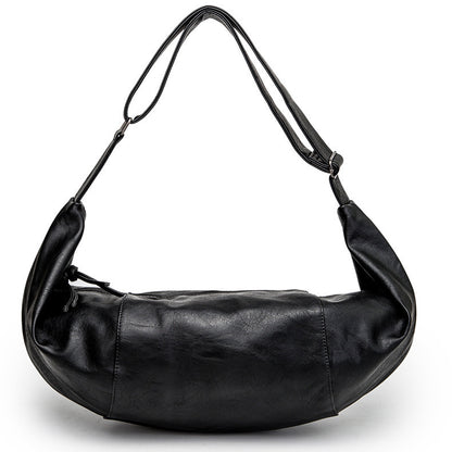 large new mens soft leather crossbody casual travel bag