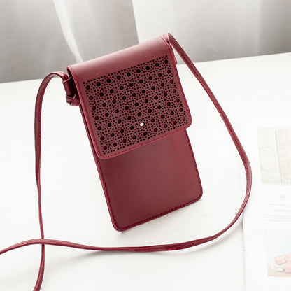 cross body mobile phone bag touching screen clear window mini purse cell phone bag pouch din889