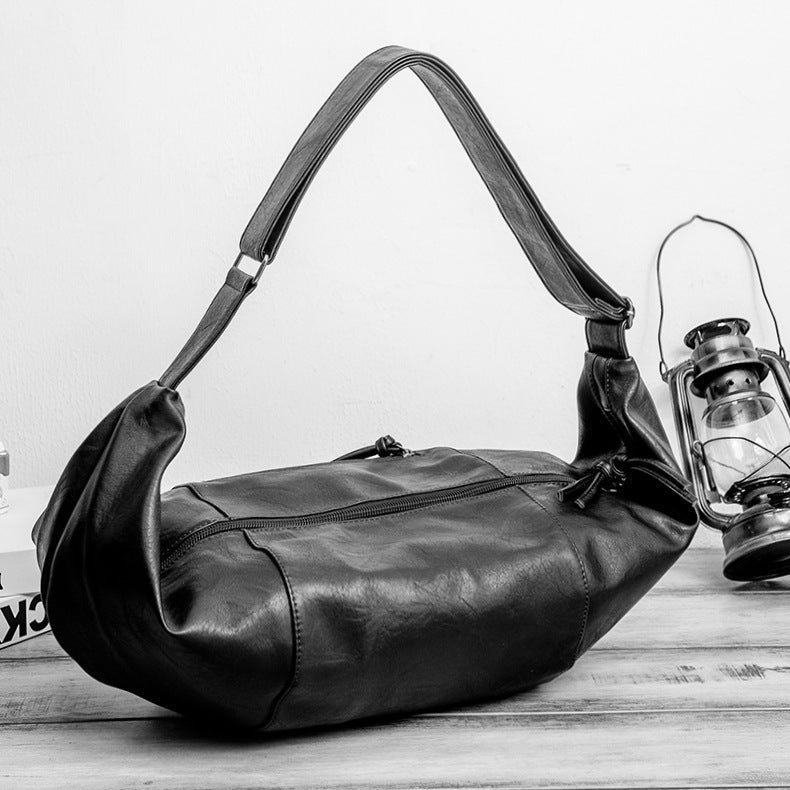 large new mens soft leather crossbody casual travel bag