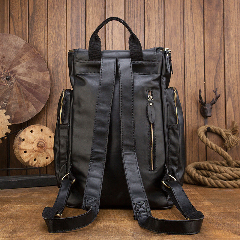 handmade genuine leather british style large capacity mens backpack retro