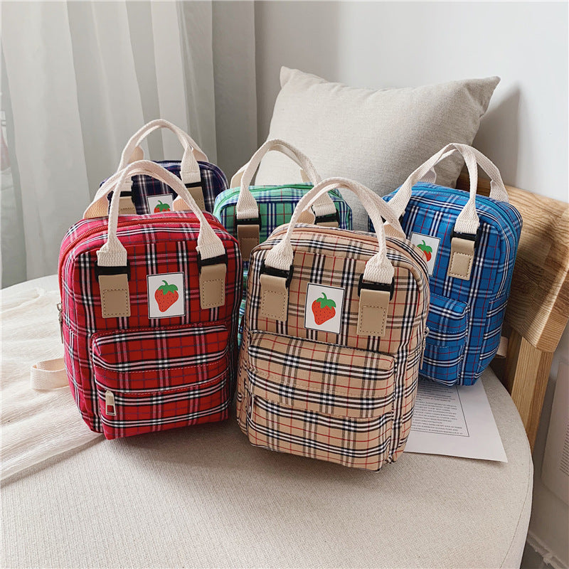 fashion mini cartoon checked childrens backpack