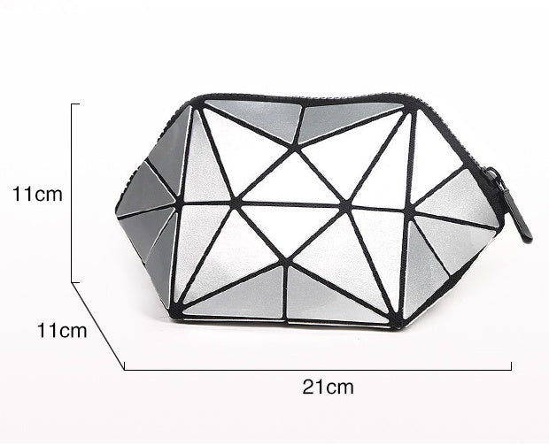 fashion geometric cosmetic bag for women ladies zipper bag organizer makeup cosmetics lightweight foldable travel make up bag