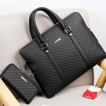 men bag handbag leather business briefcase embossed letters