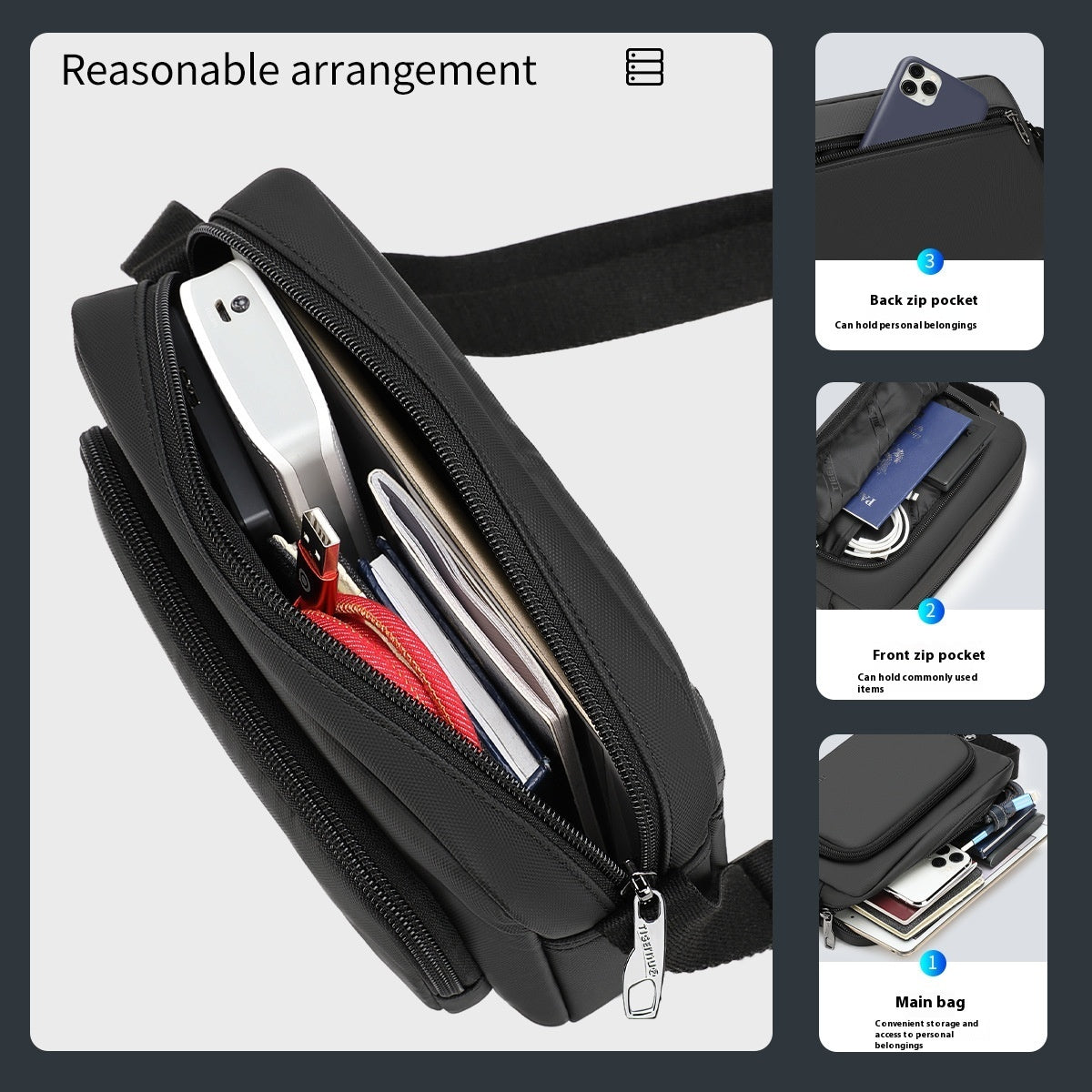 mountain satchel mens simplicity trendy crossbody bag tpu casual business small shoulder bag