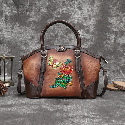hand rubbed three dimensional relief retro female bag