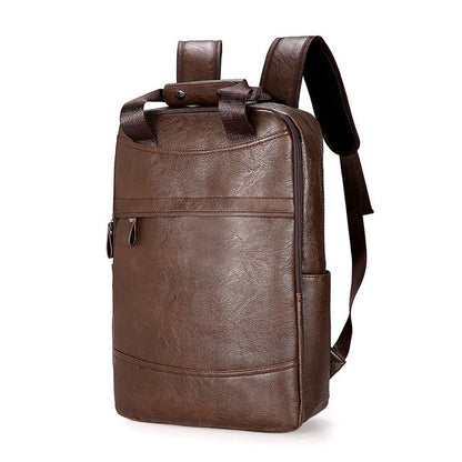 mens leather business simple backpack