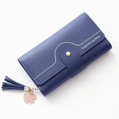 geometric alphabet buckle clutch tassel petal long ladies wallet