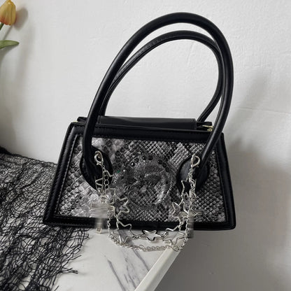 snakeskin spider dark mini crossbody handbag