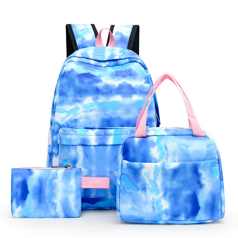 three piece girl starry sky graffiti printing primary school student schoolbag lightweight waterproof backpack