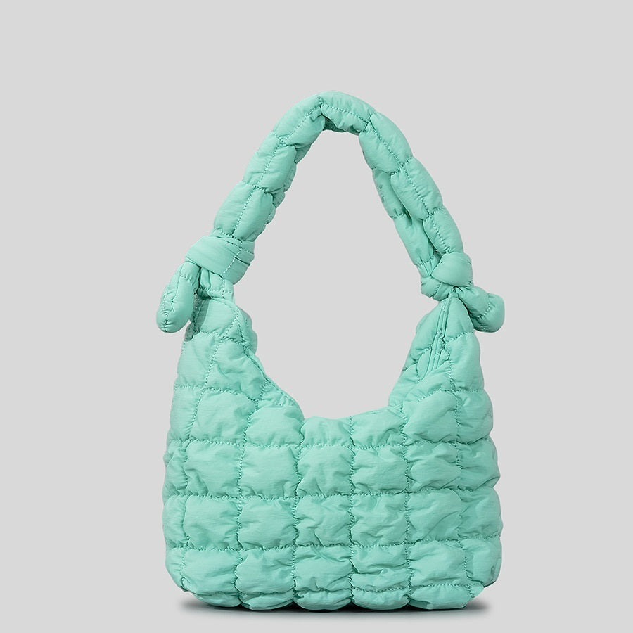 simple quilted bubble texture cloud pleated handbag for women