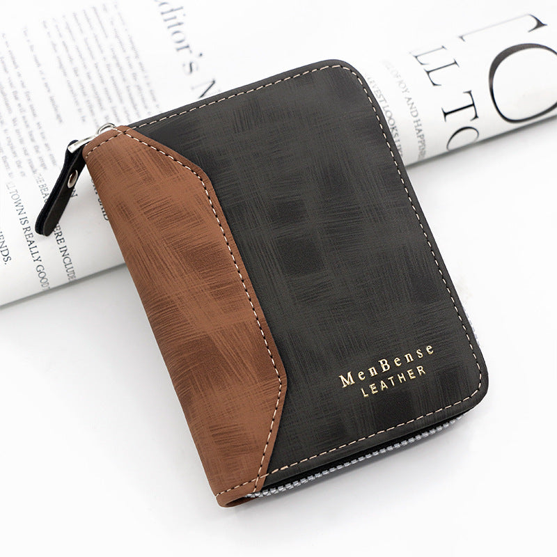 frosted mens short chain wallet vertical coin purse card holder