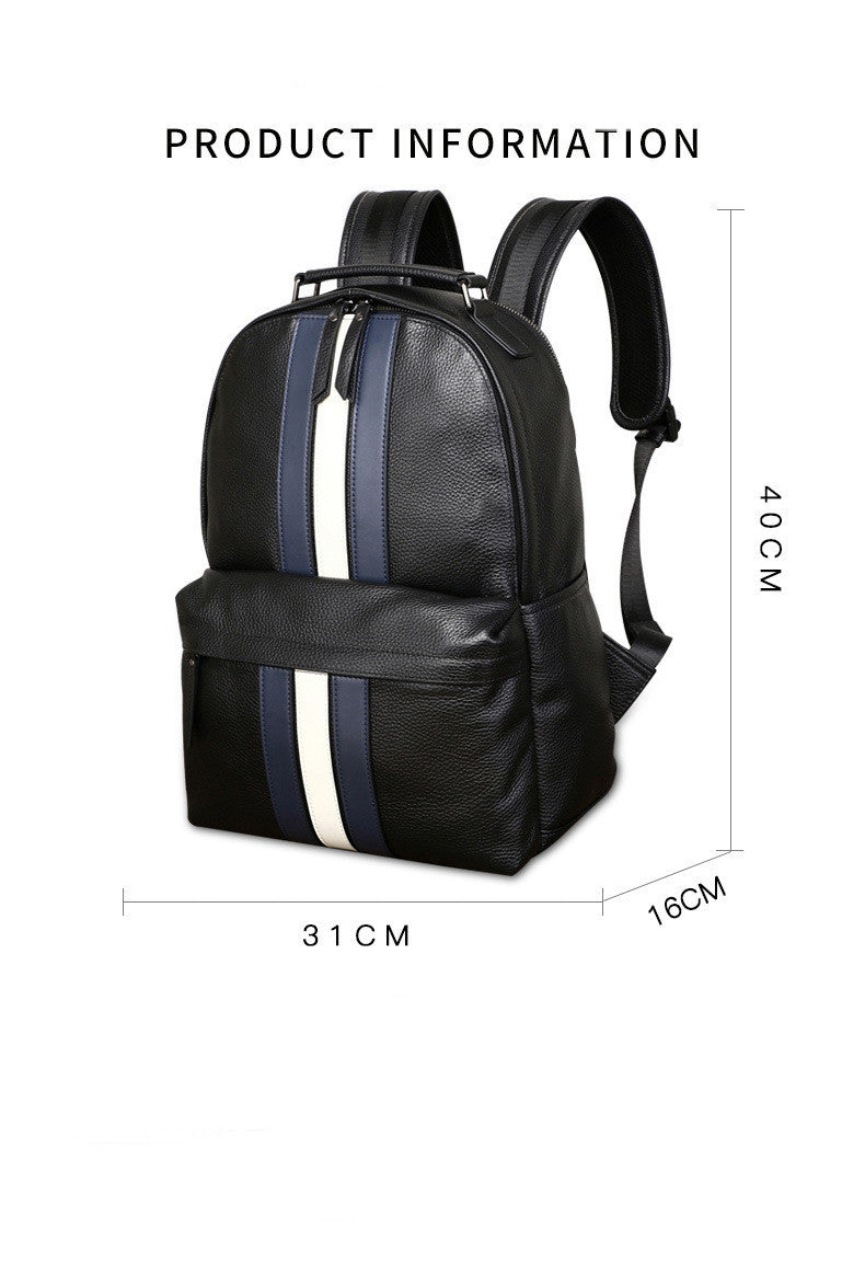 color contrast casual mens travel leather backpack