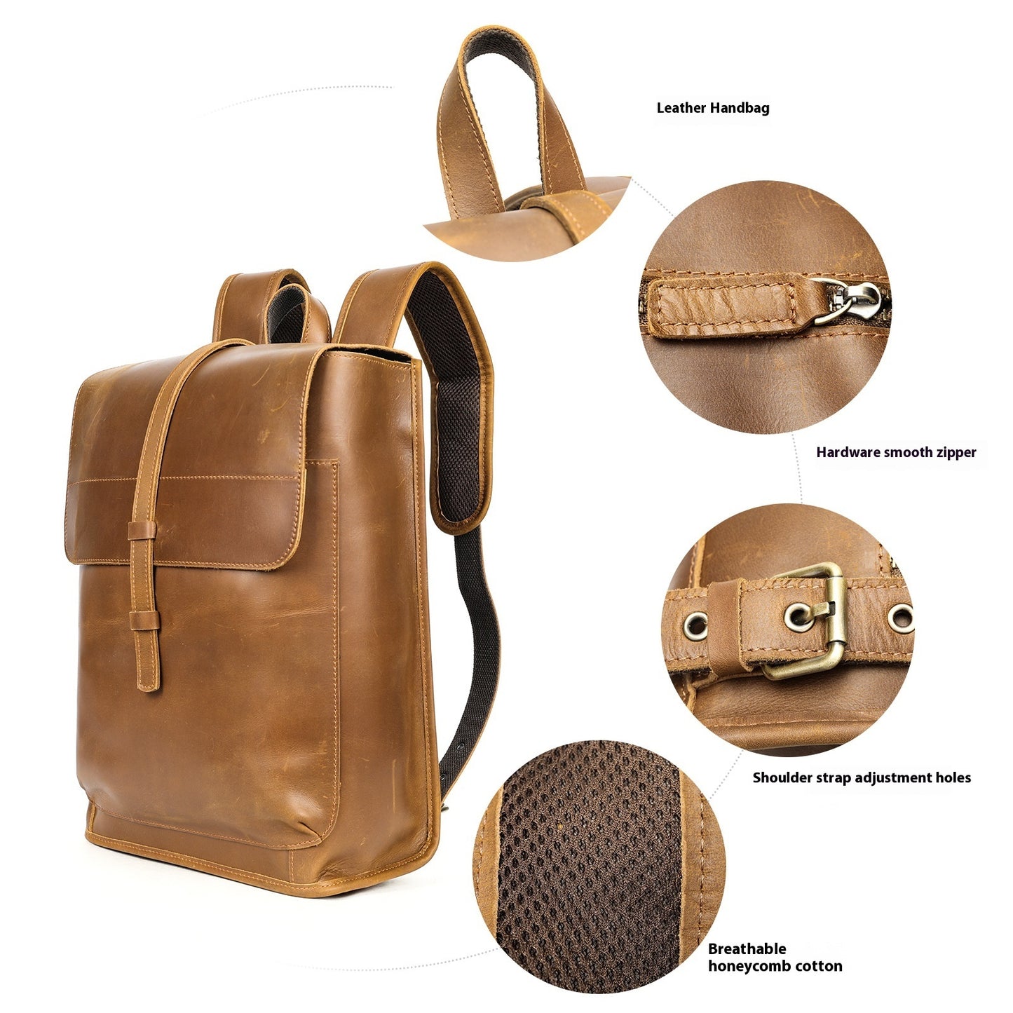 leather horse leather outdoor bag large capacity leisure laptop travel backpack