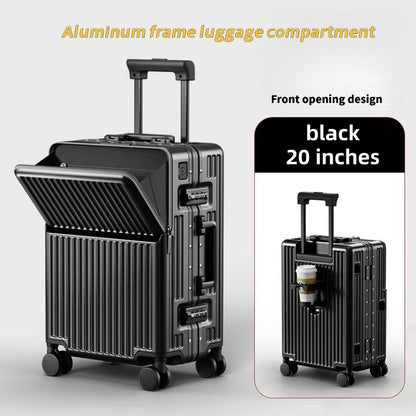 Frame Luggage, Front Open Lid Luggage, 20 Inch 24 Inch Large Capacity, TSA Lock, Universal Wheel Aluminum Frame Luggage, Sturdy And Durable Bag Set