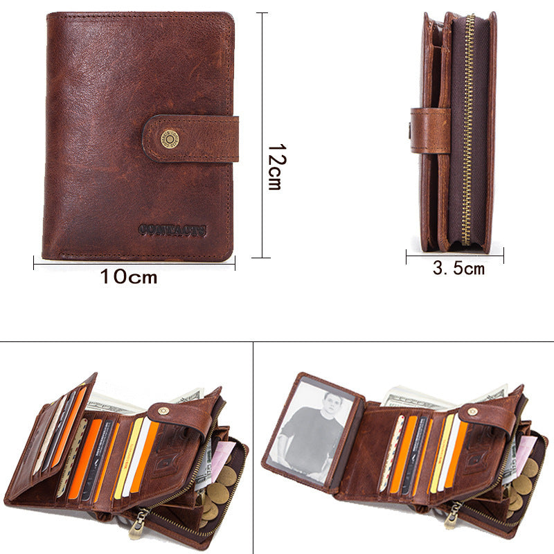 rfid cowhide multifunctional mens wallet