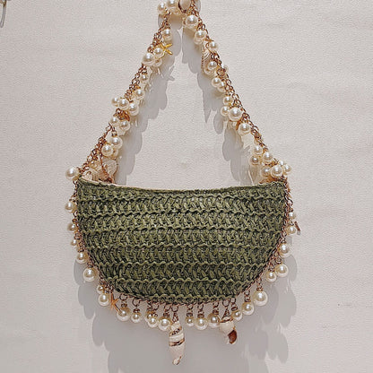 summer seaside holiday pearl conch straw bag