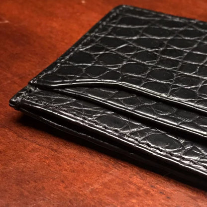 crocodile pattern genuine leather fashionable mens multi card wallet