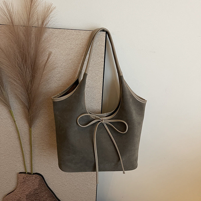 french retro large capacity frosted underarm bag