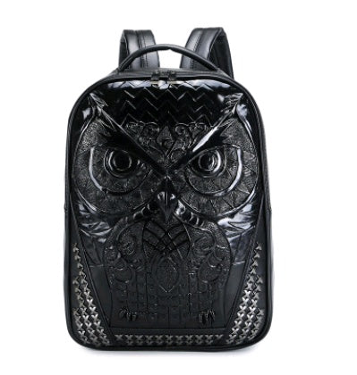 womens bag fashion sports pu backpack owl 3d animal head student computer bag