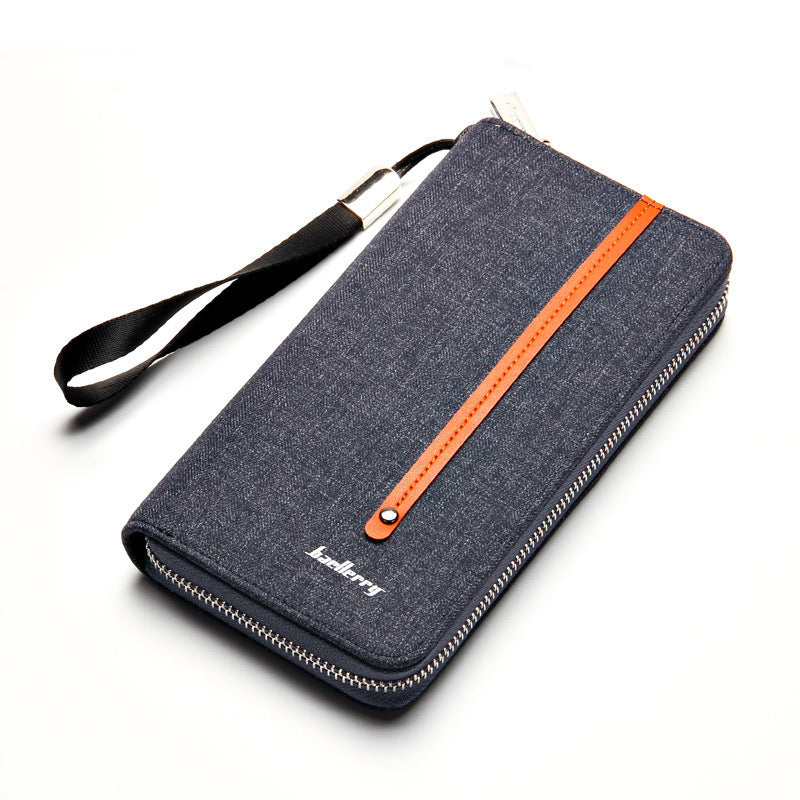 mens long wallet multi card canvas zipper clutch