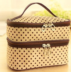 double layer cosmetic bag with large capacity to receive wave point cosmetic bag wash rinse bag