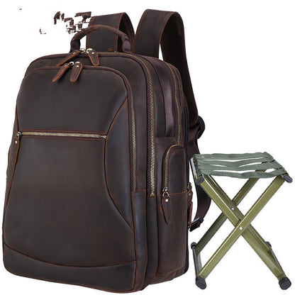 european and american leather large capacity 17 inch computer travel backpack