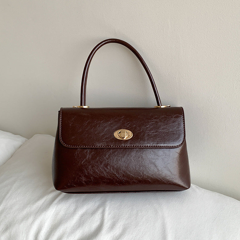 crossbody bag oil wax leather western style flip hand carrying