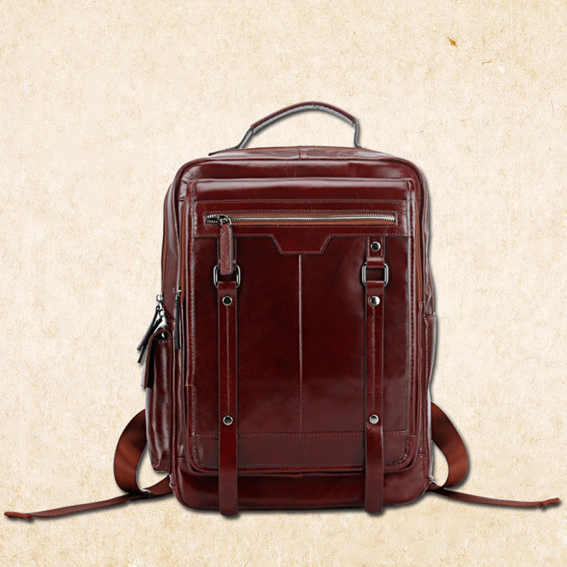 fashion large capacity portable leather backpack