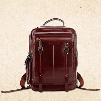 fashion large capacity portable leather backpack