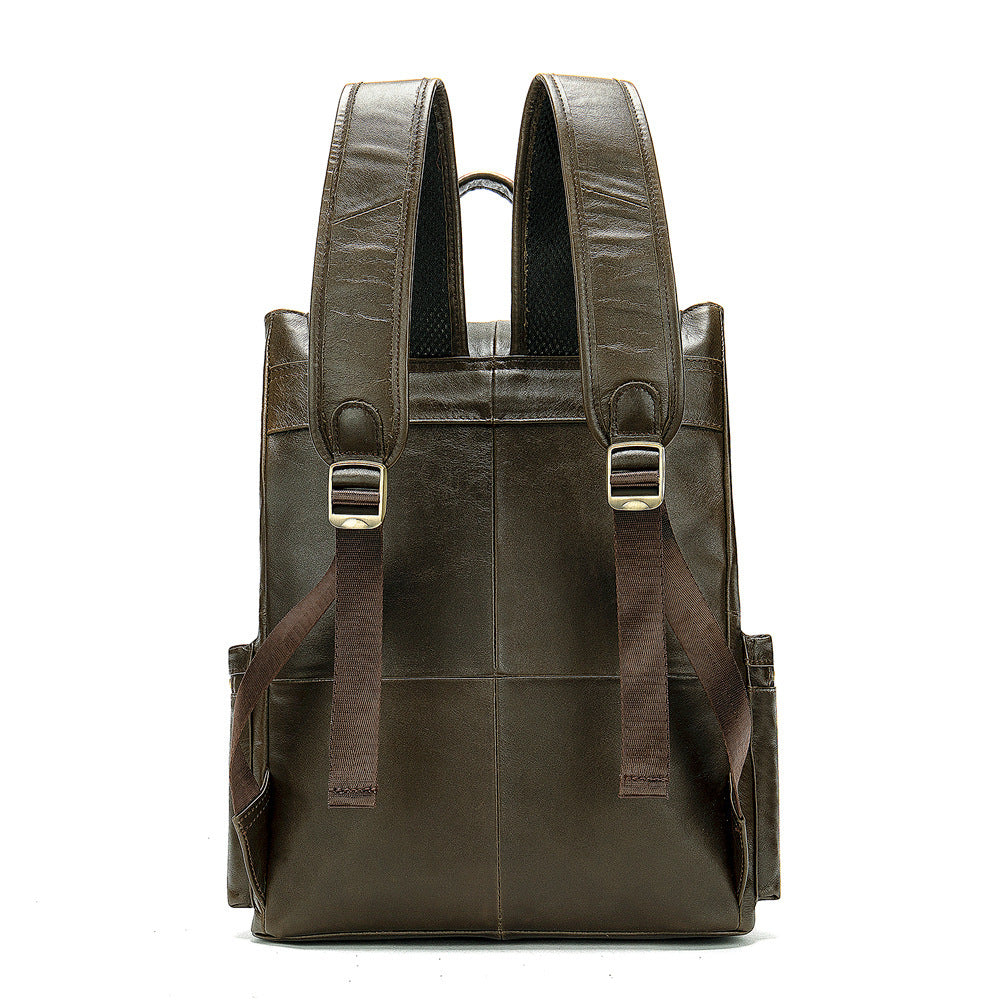 crazy horse leather flap backpack