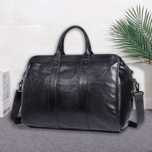 large capacity genuine leather travel luggage bag cowhide handbag