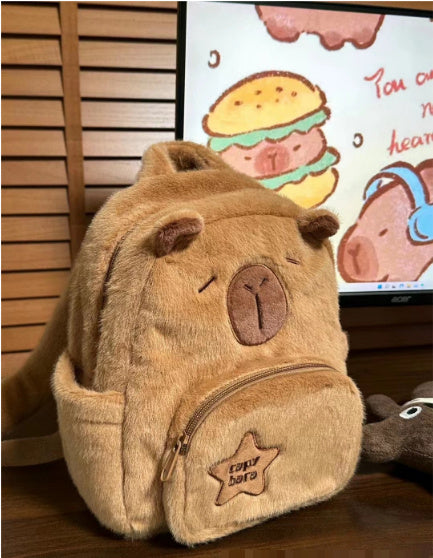 capybara plush large capacity cute little backpack