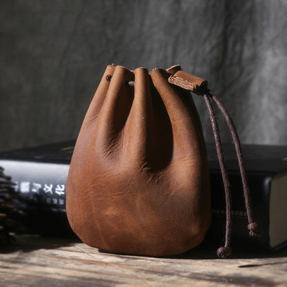 vintage cowhide drawstring bundle wallet