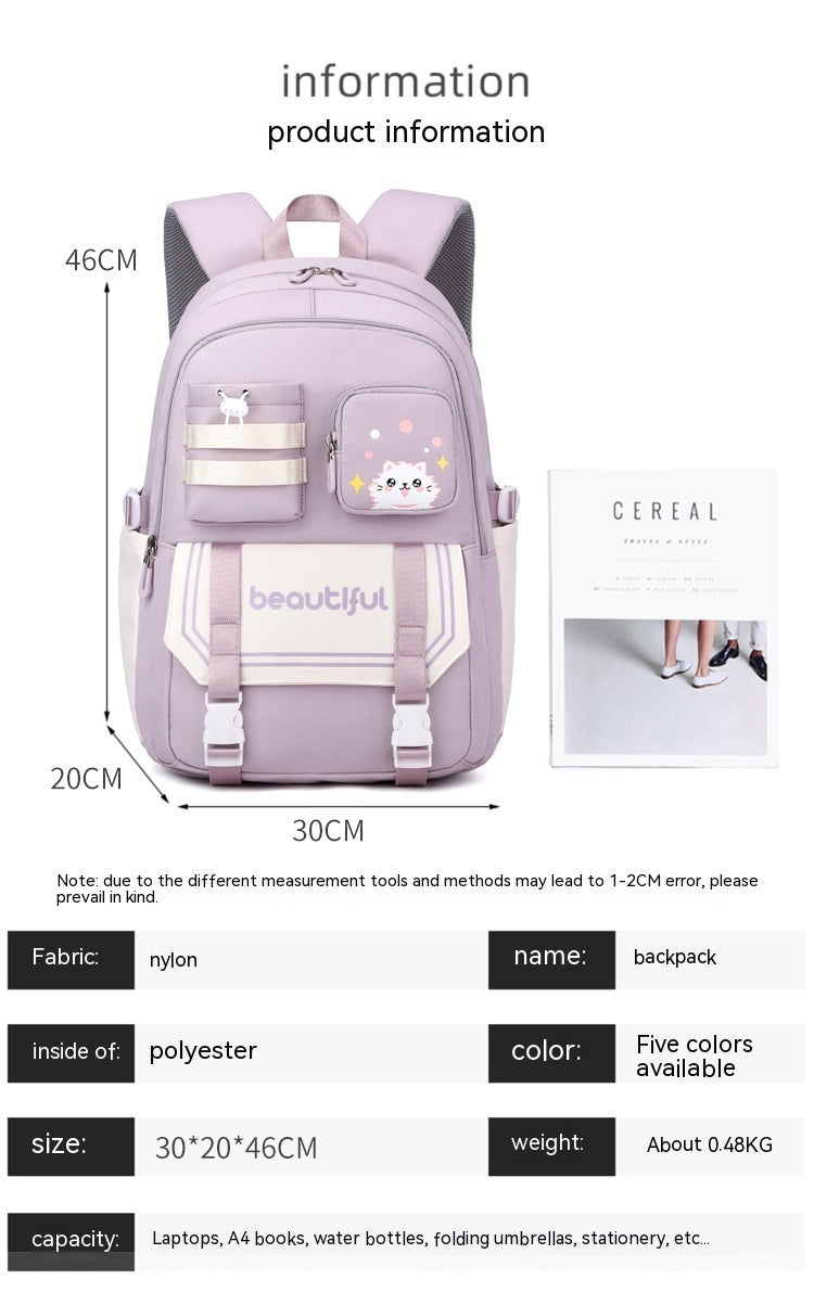 large capacity schoolbag for primary school girls cute