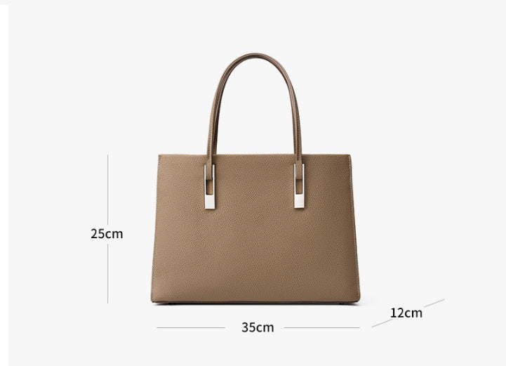 large capacity top layer cowhide tote