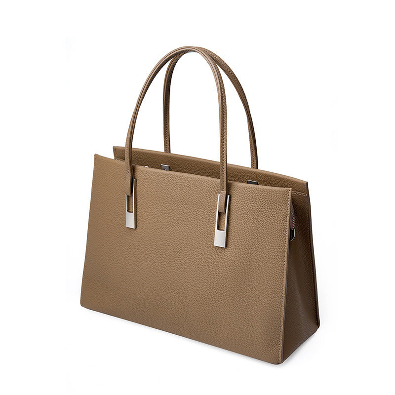 large capacity top layer cowhide tote