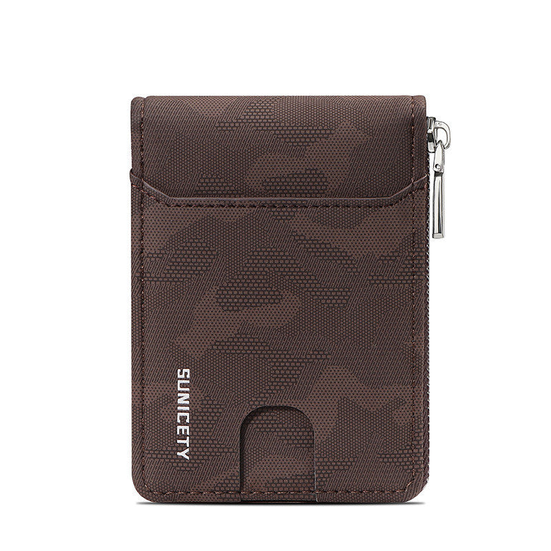 camouflage large capacity zipper mens wallet