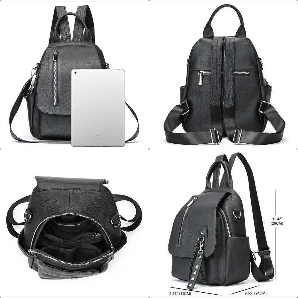 womens casual simple leather backpack