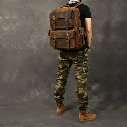 crazy horse leather backpack